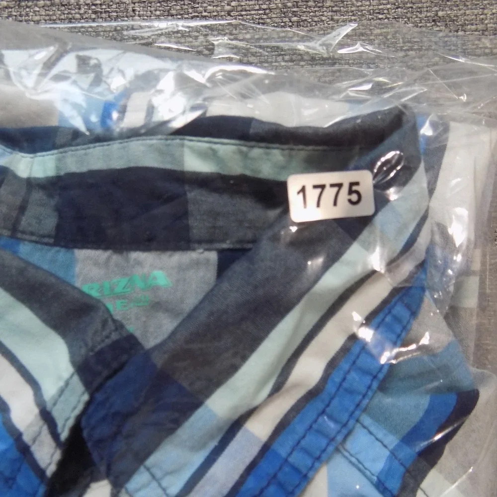 Arizona Button Down Shirt Boys XL 14/16 Blue Plaid Good Western Snap Short Slv